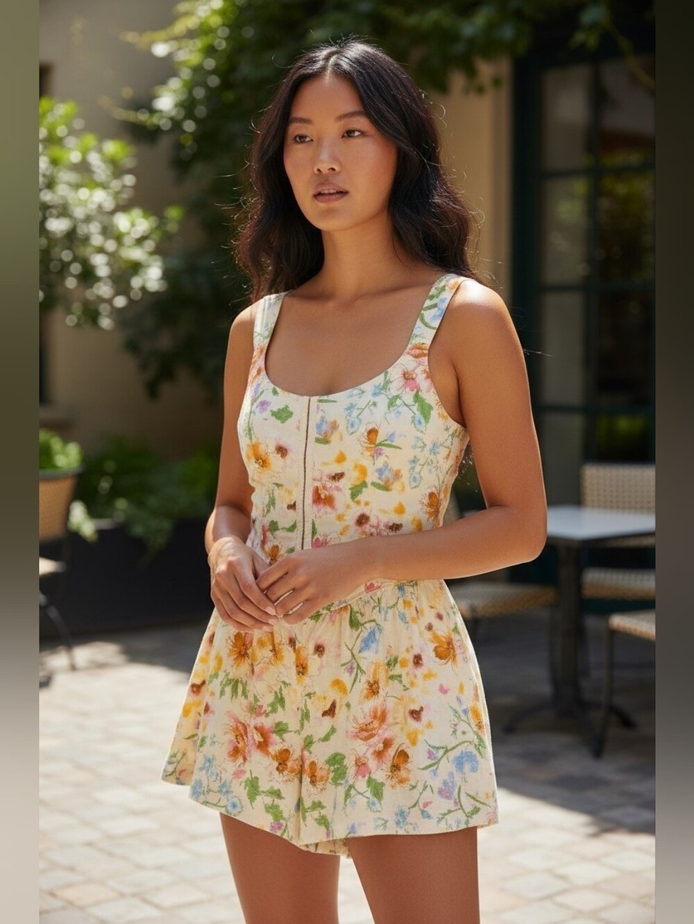 wild fable Pastel Floral Romper w/Hook & Eye Closure For Corset Bodice Size XL - Picture 13 of 13
